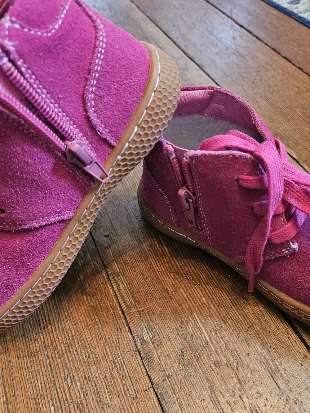 Livie & Luca Magenta Suede Lace-Up Kids Boots